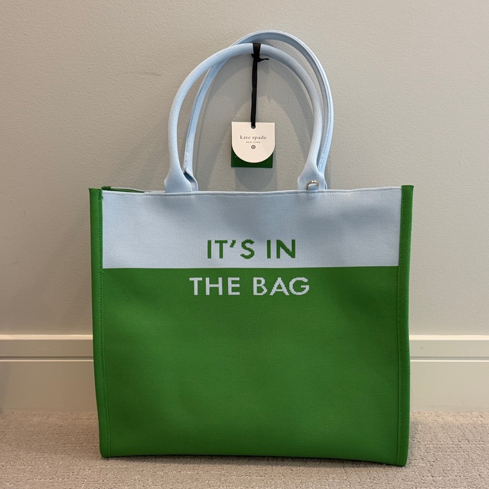 kate spade Two-Tone Green & Light Blue 'It's In The Bag' Canvas Tote